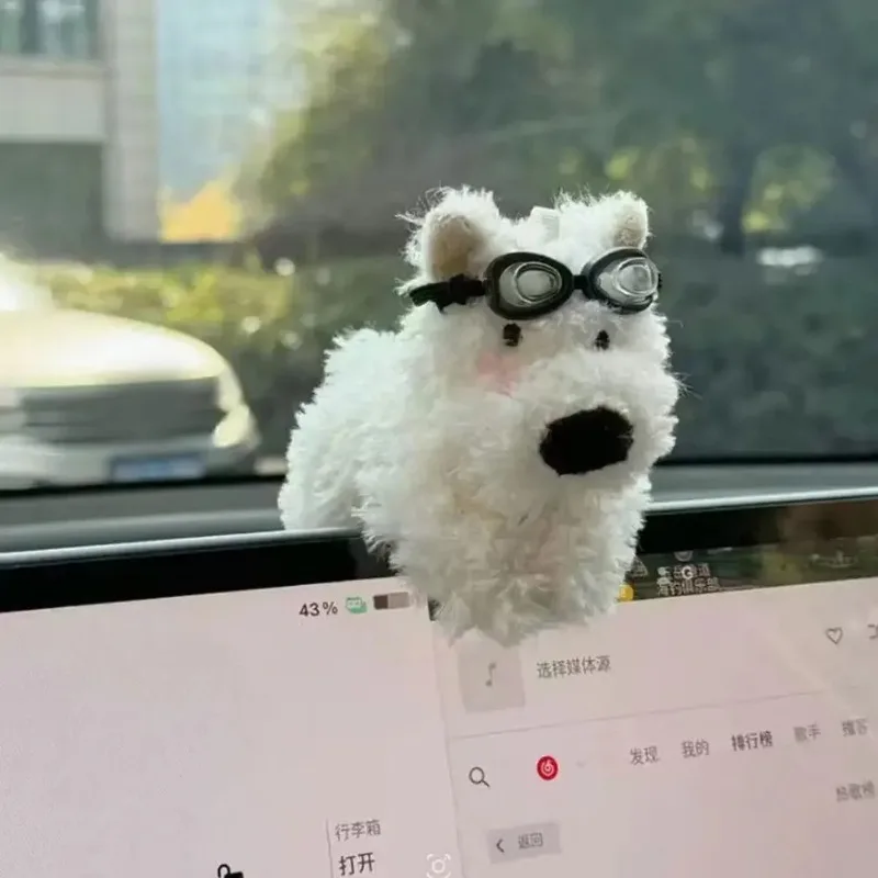 Plush Puppy Clutch Decoration Car Wiper Turn Signal Switch Decoration Cute Bowknot Dog Car Wiper Doll Interior Accessories