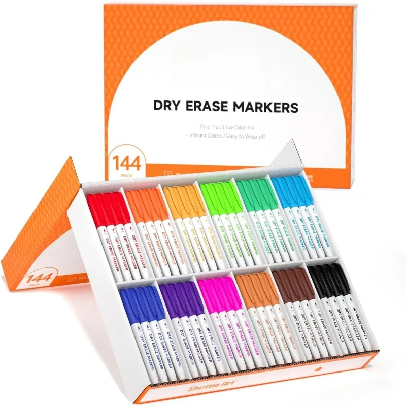 

Dry Erase Markers, 12 Colors 144 Bulk Pack Whiteboard Markers, Fine Point Dry Erase Markers Perfect For Writing On D