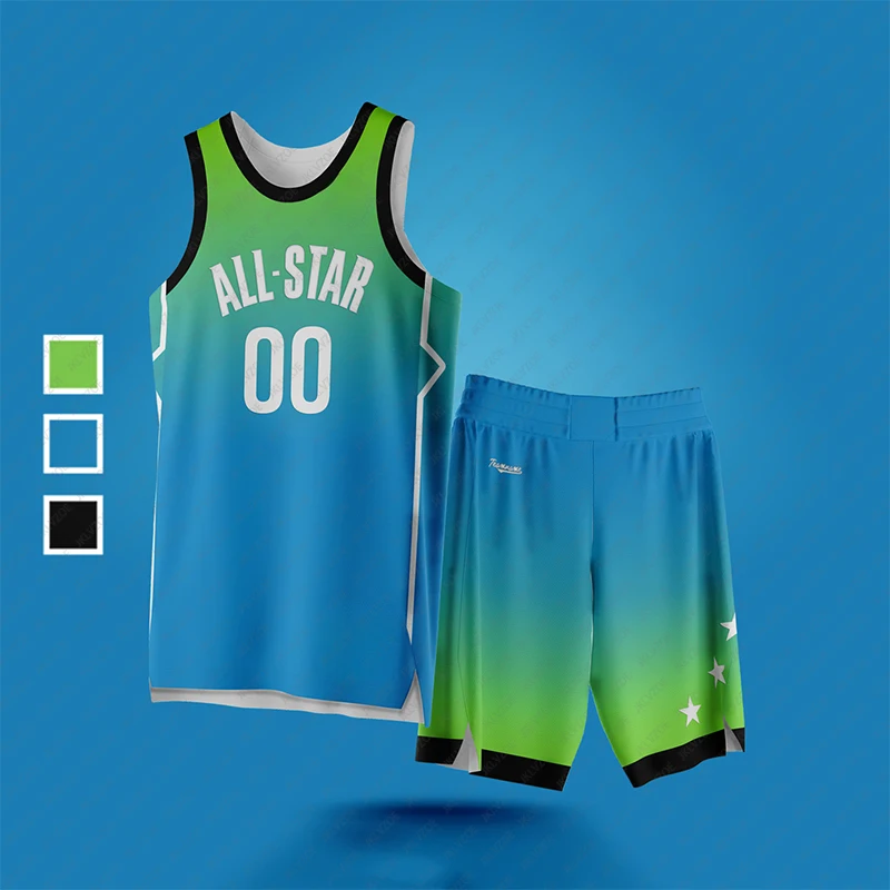 23/24 NBA All Star Gradient 3D Printed Basketball Tank Top For Men And Women Loose Oversized Breathable Quick Drying T-shirt Set