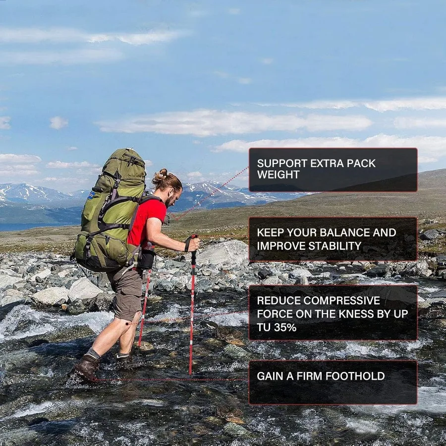 أقطاب المشي لمسافات طويلة للرحلات قابلة للطي من BISINNA - عبوتان من أعواد المشي المصنوعة من الألومنيوم القابلة للطي مع نظام قفل سريع ملحقات 4 فصول Te #2
