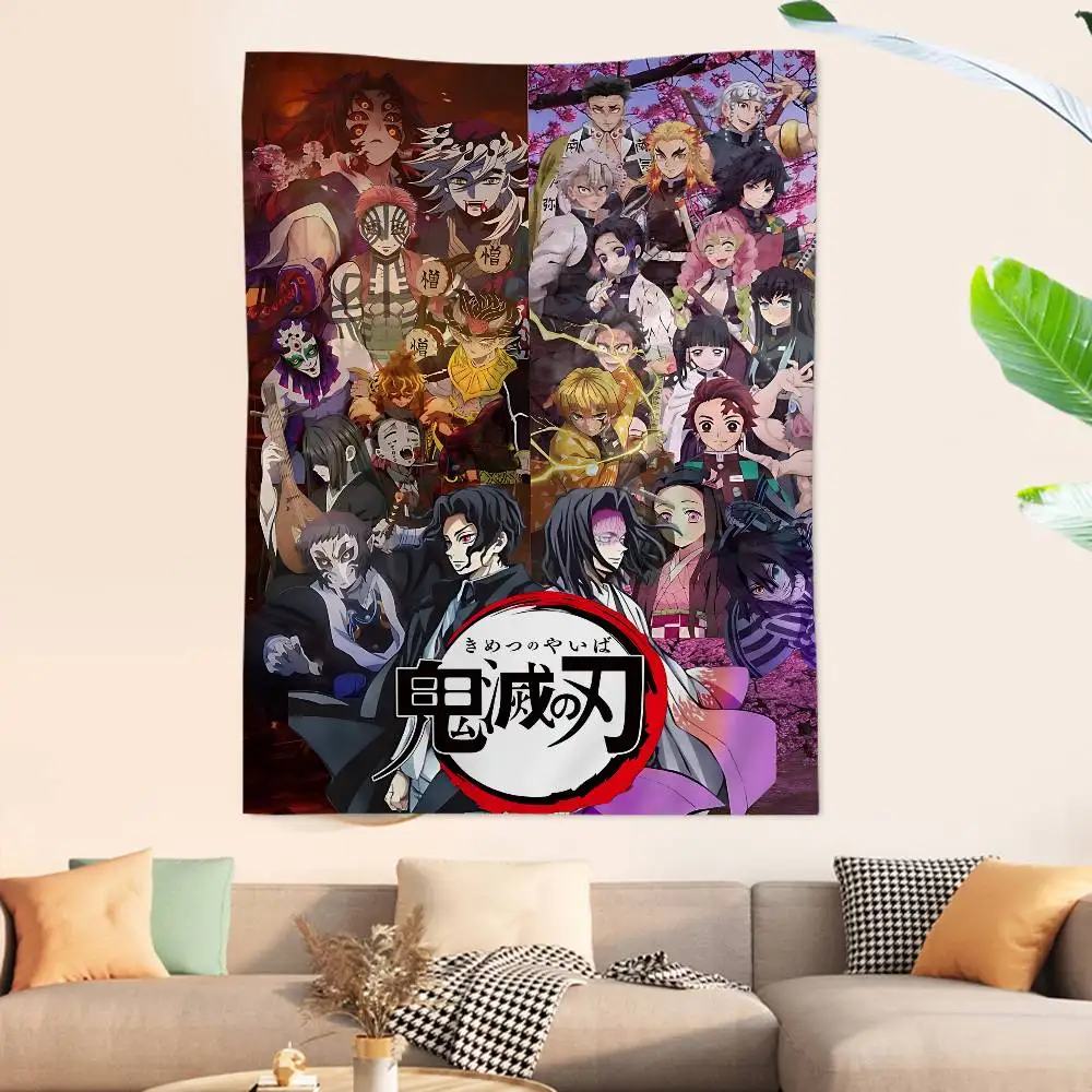 D-DemonS CARTOON S-SlayerS Anime Tapestry Hippie Flower Wall Carpets Dorm Decor Wall Hanging Home Decor