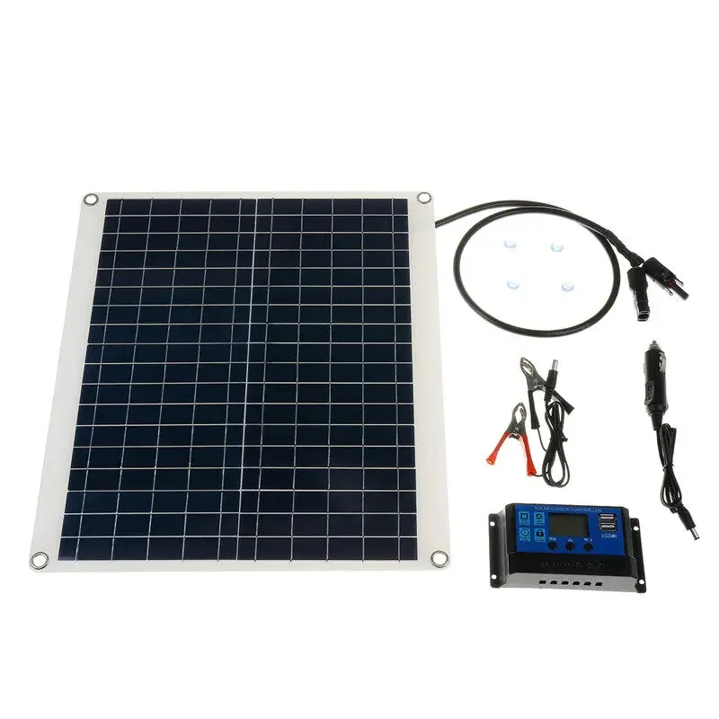 

60W 18V Monocrystalline Solar Panel Charger with DC/USB Connector For Car RV Boat Motorhome Outdoor Home Camping