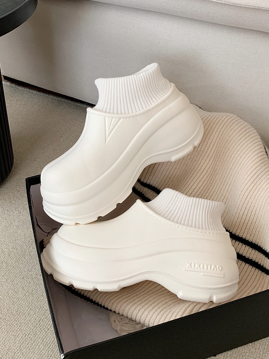 

Winter Thick Bottom Warm Waterproof Cotton Shoes Women's Fashionable All-Match Outdoor Short Boots round Toe EVA Rubber Sole