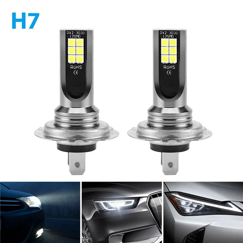 Hot Selling-4Pcs Front Fog Light Canbus Bulb H7 12SMD LED Fog Lamp Bulb Conversion 1000LM 6000K White Light Error Free Canbus Bu
