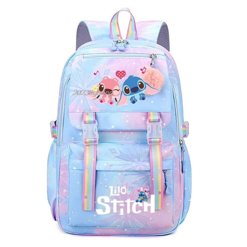 Lilo & Stitch Backpack Cartoon Gradient Ramp Student SchoolBag Large Capacity Women Travel Bag For Teens Girls Gift