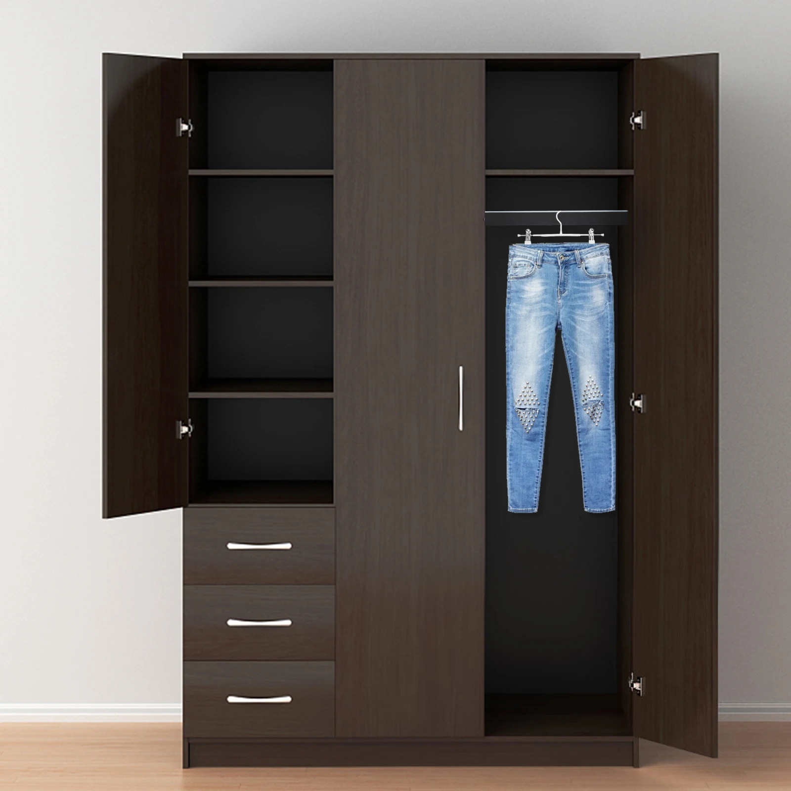 

Steel Clothes Rail Closet Rod Household Black Aluminum Alloy Wardrobe Cross-bar