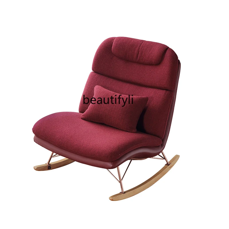 

Nordic Lounge Sofa Chair Modern Simple Home Balcony Bedroom Hotel Solid Wood Light Luxury Single Casual Rocking Chair