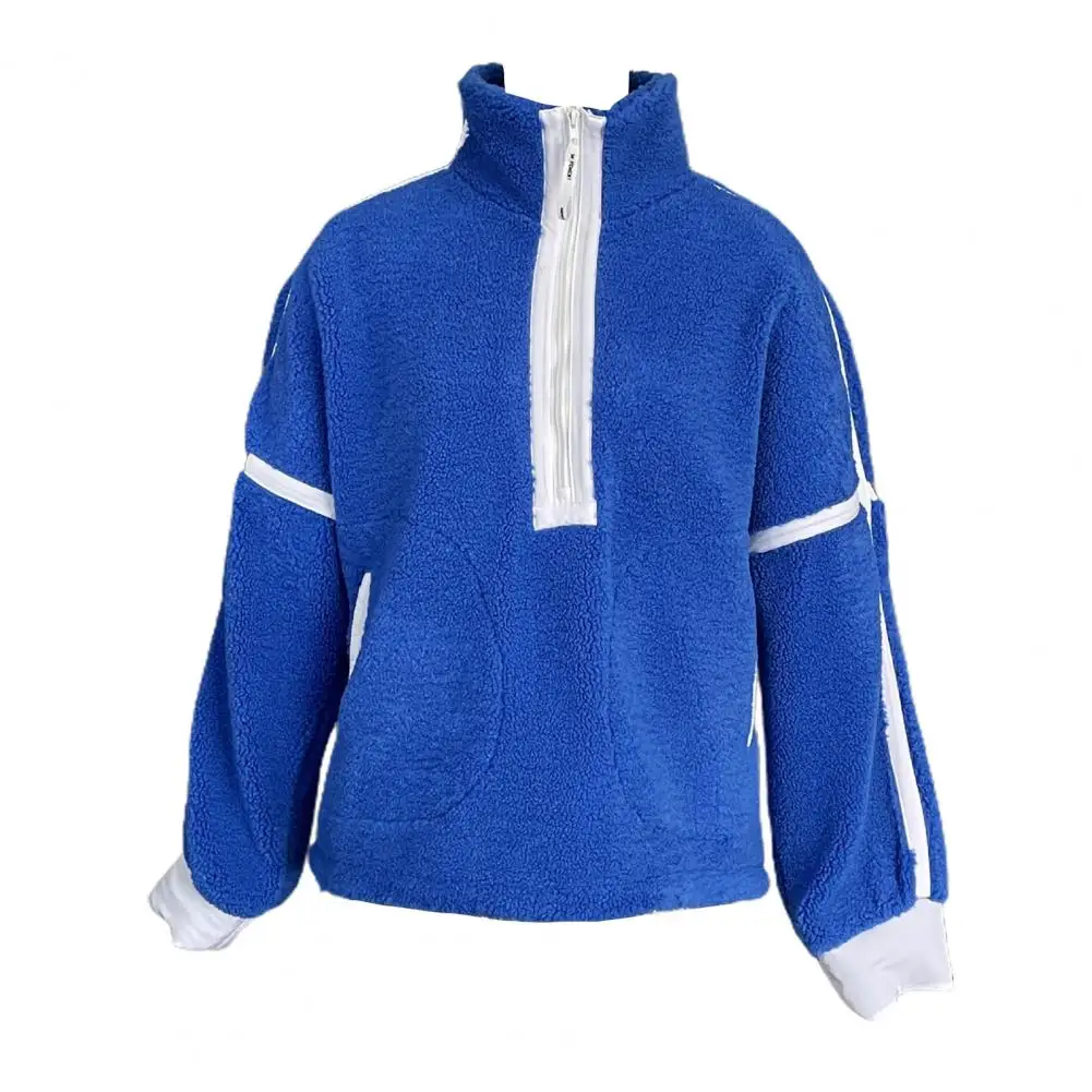 

Women Sweatshirt Cozy Autumn Sweatshirt Cozy Color Block Zipper Sweatshirt for Women Thick Plush High Collar Pullover