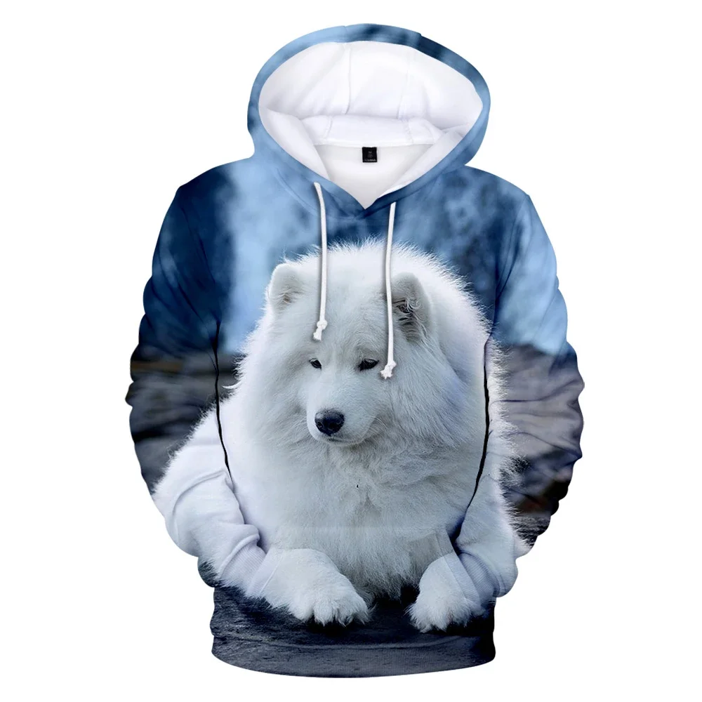 Samoyed Lobo Hoodie para homens, Impressão 3D, Harajuku Outono, Moletom, Para Com Capuz