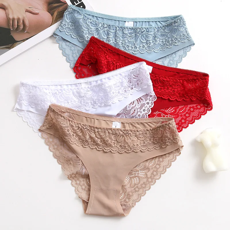 3pcs Sexy Lace Shapers Panties Europe Women Seamless Hip Raise Slimming Tummy Control Briefs Transparent 2XL Plus Size Lingerie