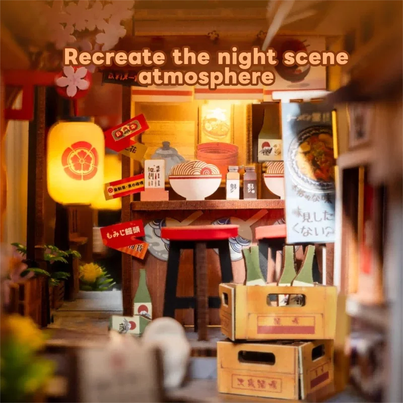 DIY النمط الياباني زهر الكرز النبيذ الزقاق دراسة الزاوية عدة رف الكتب المنزلية الديكور ثلاثية الأبعاد اليدوية خشبية لغز هدية الكريسماس