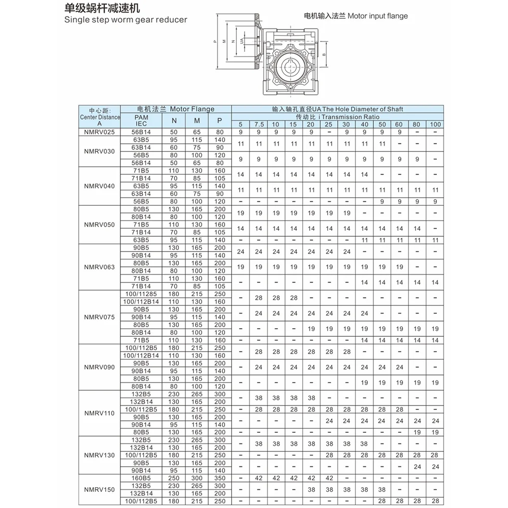 Factory Direct Sale Cheap Price NMRV30/40/50/63/75/90/110 Worm Gearbox Motor Transmission Gear Box Reducer