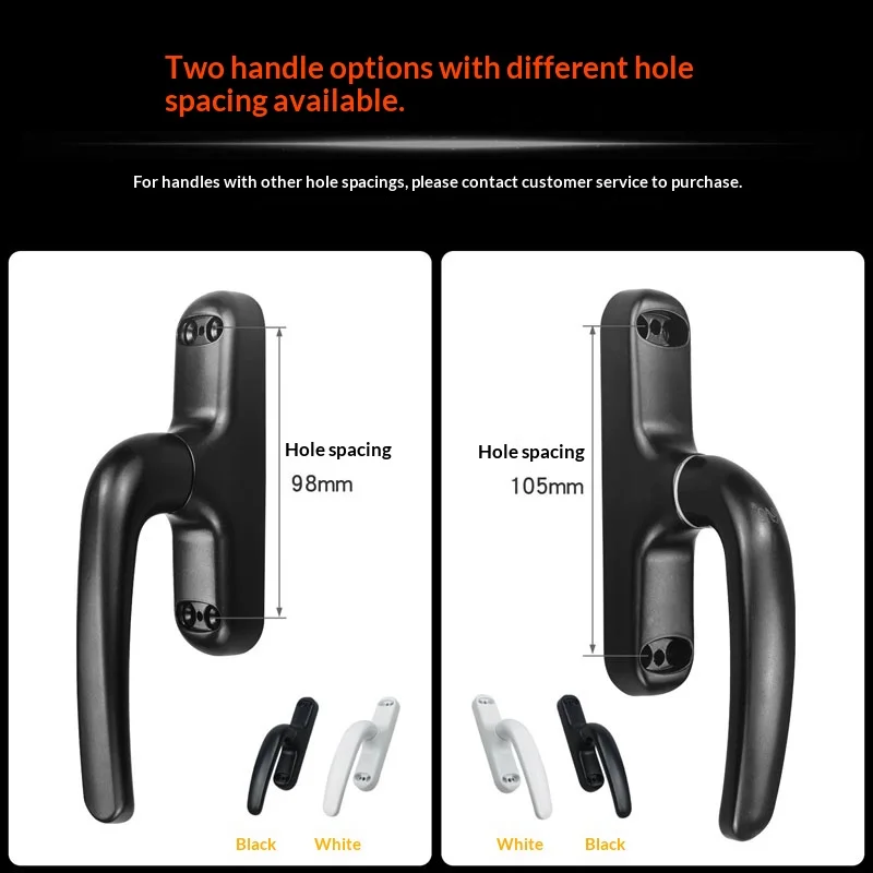 98/105 Hole Distance Handle Inner Outer Flat Open Bridge Window Handle Lock Aluminum Alloy Door Window Drive Handle Accessories