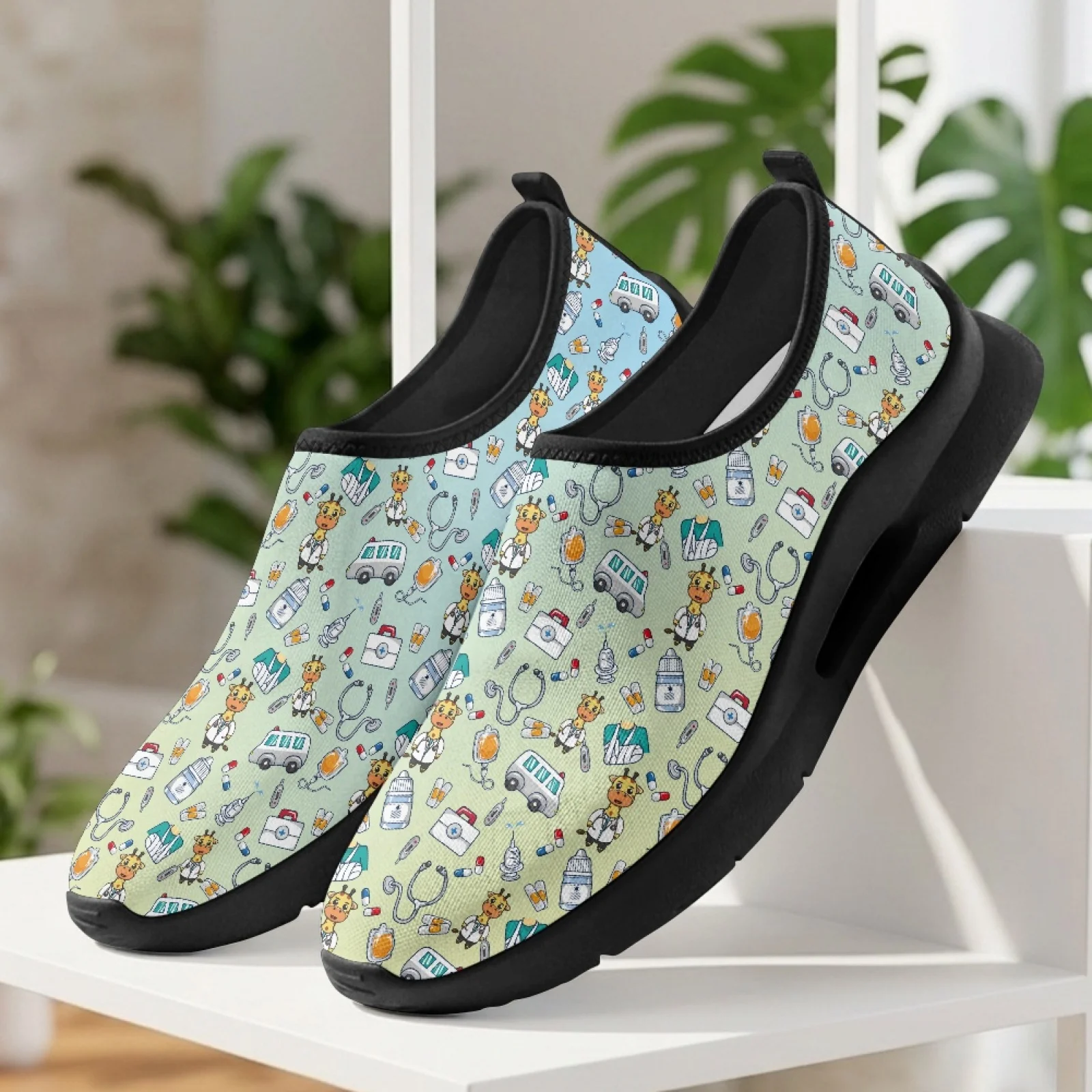 PENSTROLL Non Slip Sport Casual Shoes Closed Toe Breathable Casual Sneakers for Everyday Wear Men Medical Giraffe