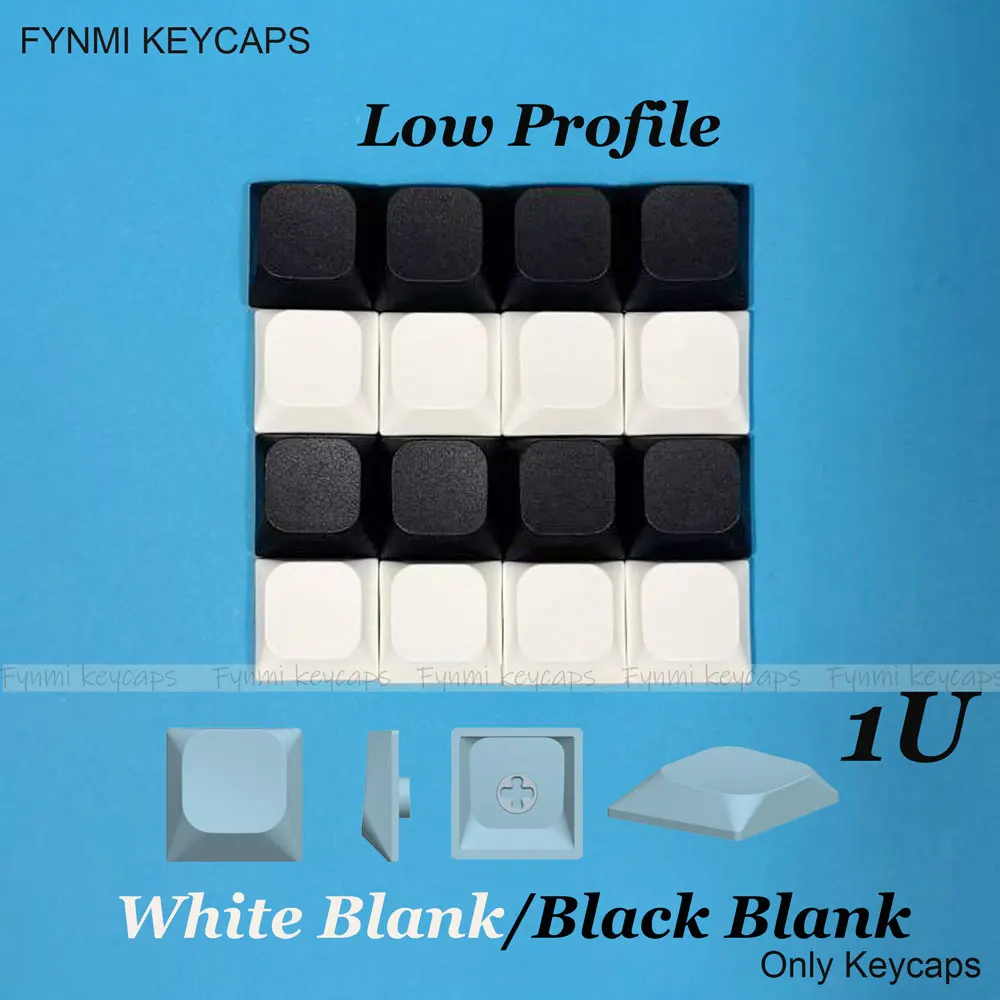 Fynmi 1/1.25/1.5/1.75/2/2.25/2.75/6.25U Low Profile Black/White Blank Keycaps for Gateron/Kailh Switch Mechanical Keyboards
