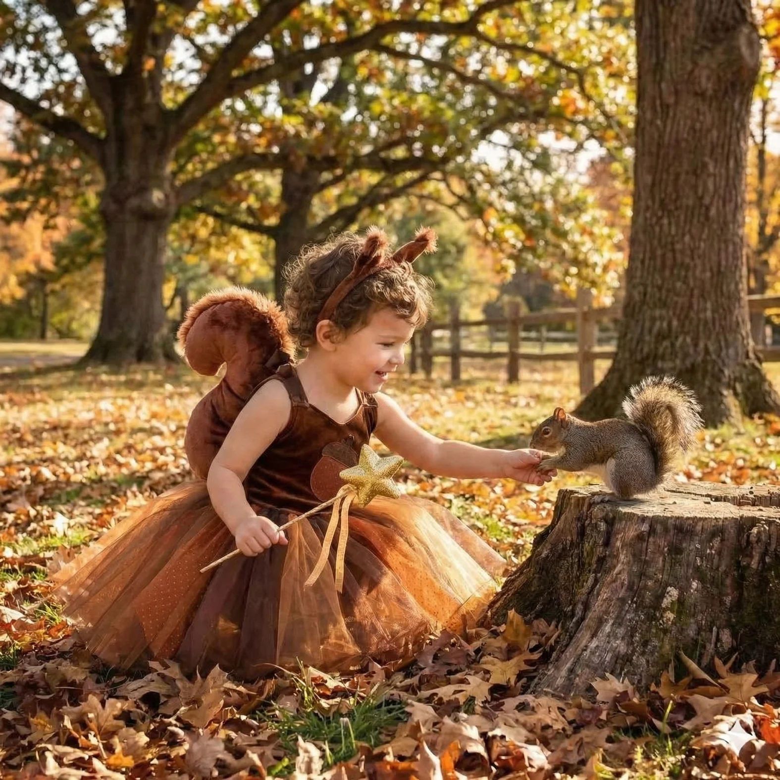 

Squirrel Dress with Tail Animal Dress Up Cosplay Costume Festival Performance Role Play Skirt Birthday Gift Halloween Outfits