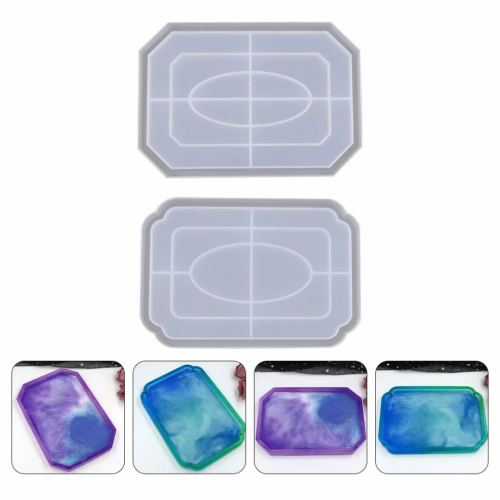 

2Pcs Octagonal Tray Mold Silicone Crystal Epoxy Resin Craft Storage Display Fruit Plate Desktop ganizer Molds for Snacks