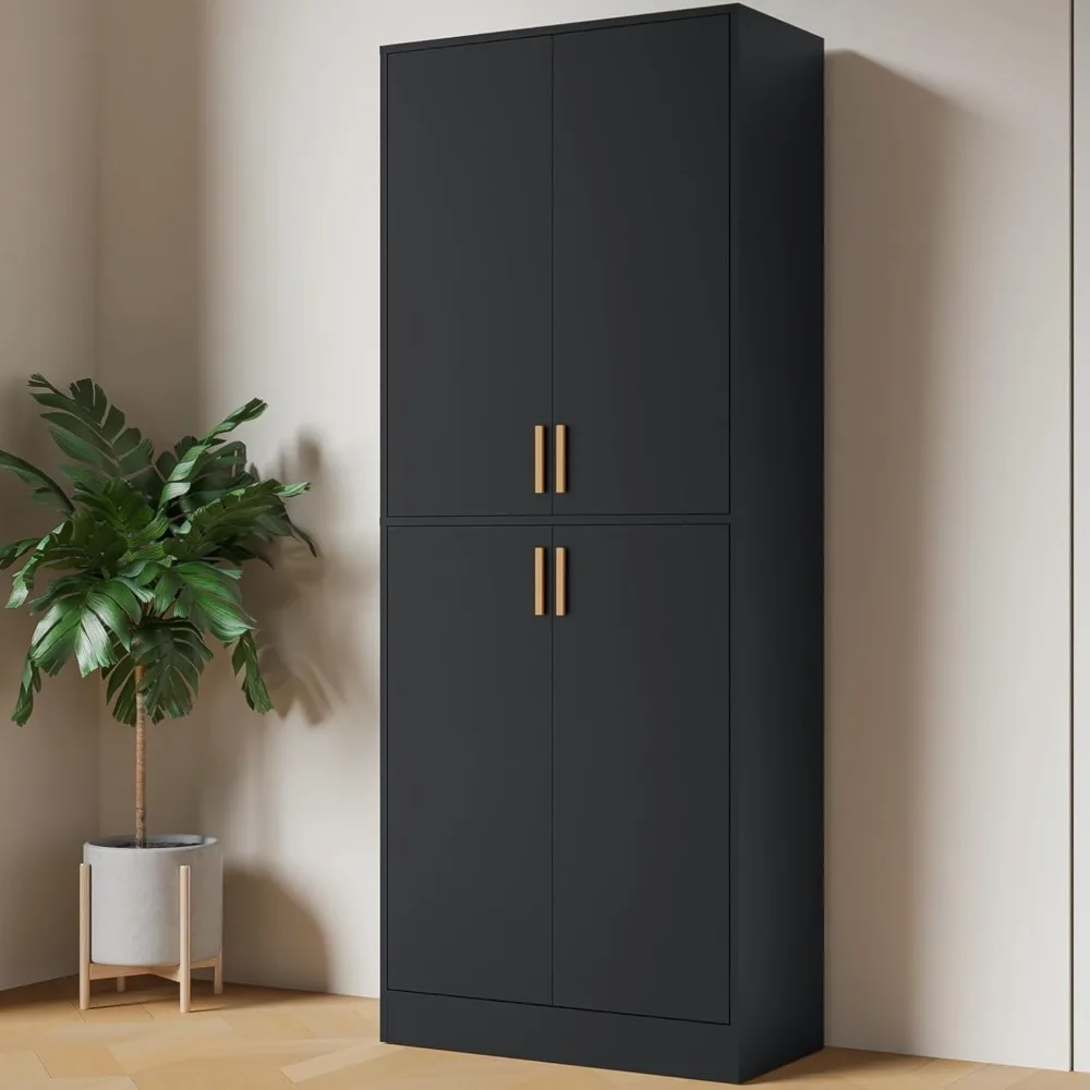 

Kitchen Pantry Cabinet, 71" Tall Wood Storage Cabinet with Doors and Shelves 4 Doors Freestanding Cupboard Utility Hutch for Di
