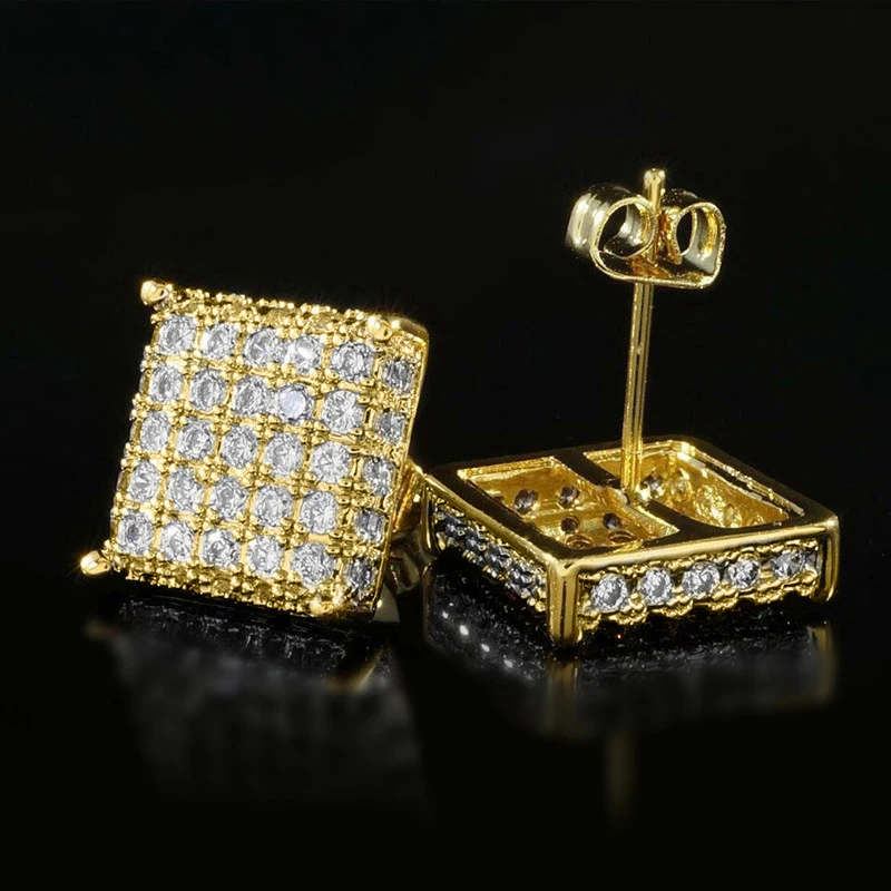 Huitan Minimalist Square Stud Earrings for Women/Men Micro Paved CZ Stone Fashion Versatile Couple Earrings 2022 Trend Jewelry
