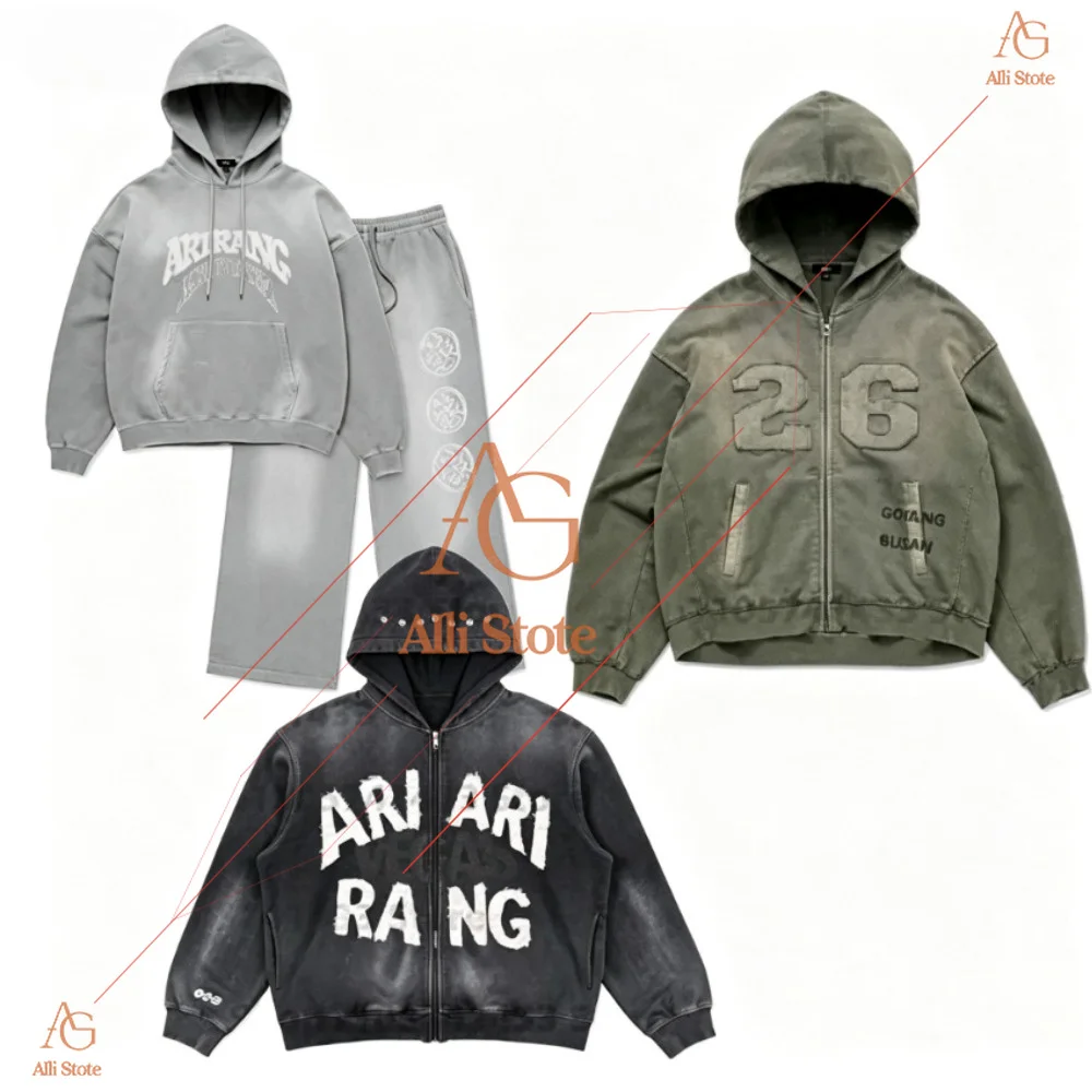 Nouveau 2026 Arirang Tour Sweat à capuche zippé Y2K Hip Hop à imprimé graphique, coupe oversize, style mode décontracté
