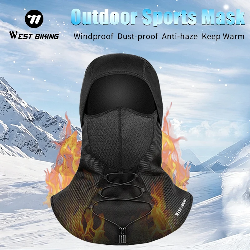 WEST BIKING Winter Balaclava Cycling Mask Fleece Warm Thermal Hood Windproof Motorcycle Face Mask Anti-pollution Running Mask