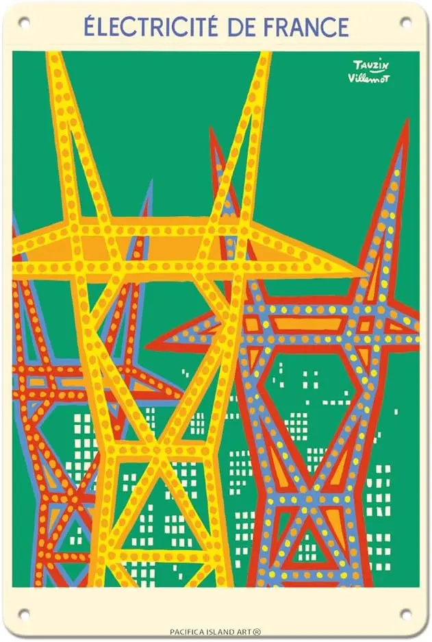 Pacifica Island Art French Electricity (Électricité de France) - Vintage Advertising Poster by Bernard Villemot ; Tauzin c.1969-