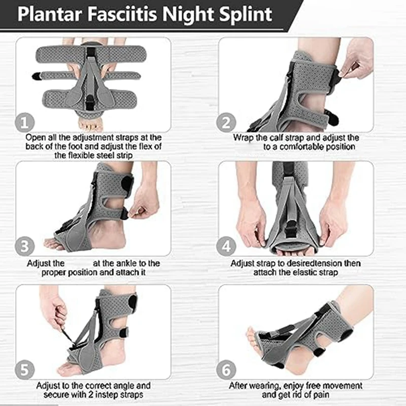 Foot Brace Plantar Fasciitis Relief Splint Ankle Anti-Twist Splint Fit Women Men Adjustable Orthotic Stretcher