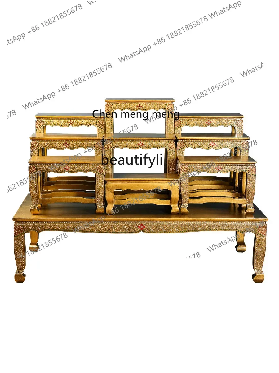 S7486 ss Altar Buddha Table Thai Style Buddha Shrine Household Altar Worship Table Hallway Buddha Niche Altar Incense Burner Tab