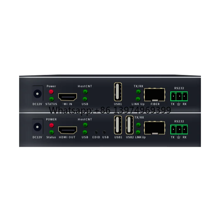 4K HDMI to Fiber Converter with Dual USB-KVM Ports  Ultra HD HDMI Fiber Optic Extender (Supports RS232 & IR)
