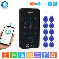 WiFi Tuya Fingerprint Access Controller Outdoor Waterproof Standalone RFID Keypad System 125KHz 13.56MHz WG26 Smart APP Unlock