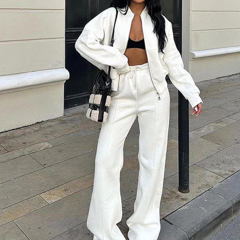 BKLD 2025 أطقم بدلات رياضية نسائية غير رسمية سترة مقصوصة فضفاضة + بنطال رياضي برباط موضة متينة ملابس الجري في الشارع #2