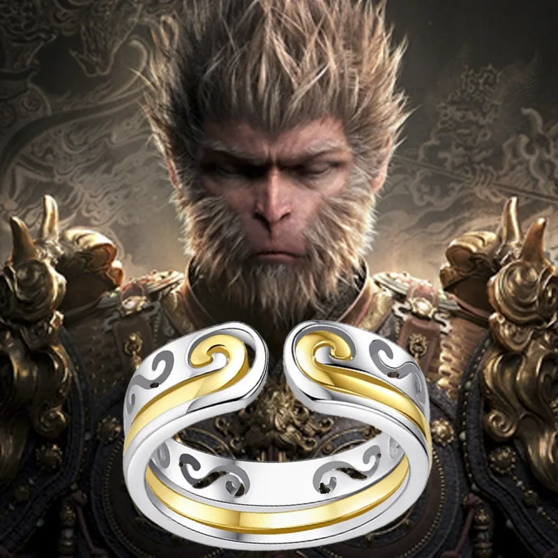 Black Myth Wukong Monkey King Game Open Personality Ring 2-in-1 Detachable Man Woman Lover Monkey Straitjacket Rings ornament