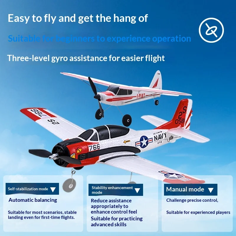 FMS 410mm T-28 Trojan Mini RC Plane 4CH EPP Foam Fixed-Wing Airplane with Gyro, One-key Return, for Beginner Outdoor Flight