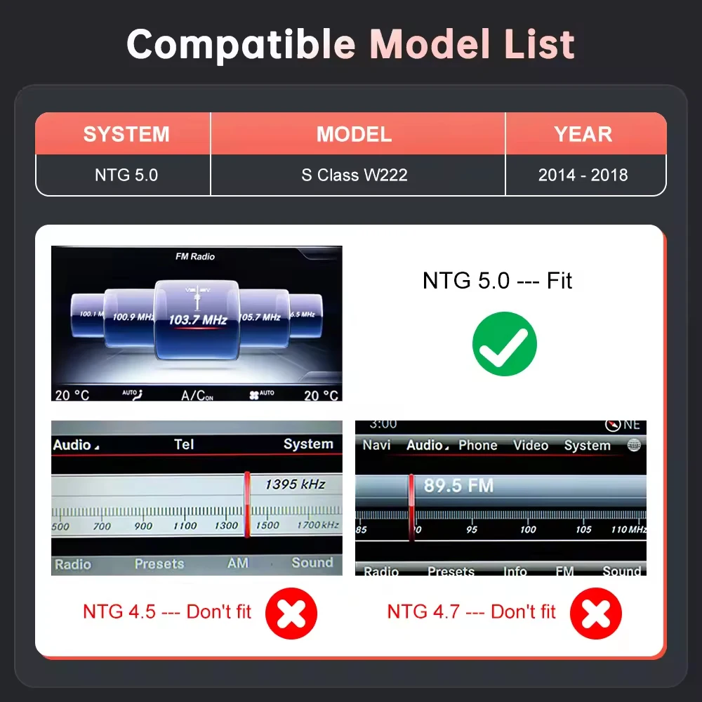 AUTOABC Draadloze CarPlay Android Auto voor Mercedes Benz S-Klasse W222 2014-2018 NTG5.0 met Mirror Link AirPlay CarPlay Functies