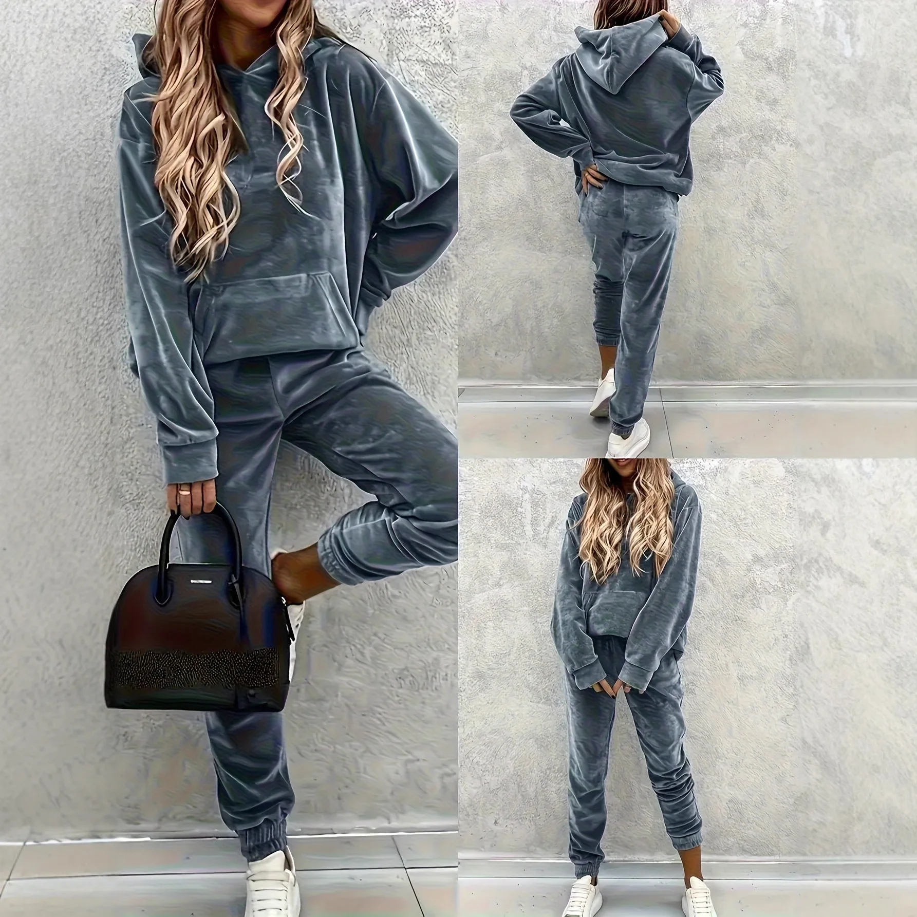 Kapuzenpullover und lockere Hosen, lässiges Plüsch-Set für Damen, 2022, Herbst und Winter, neuer Stil