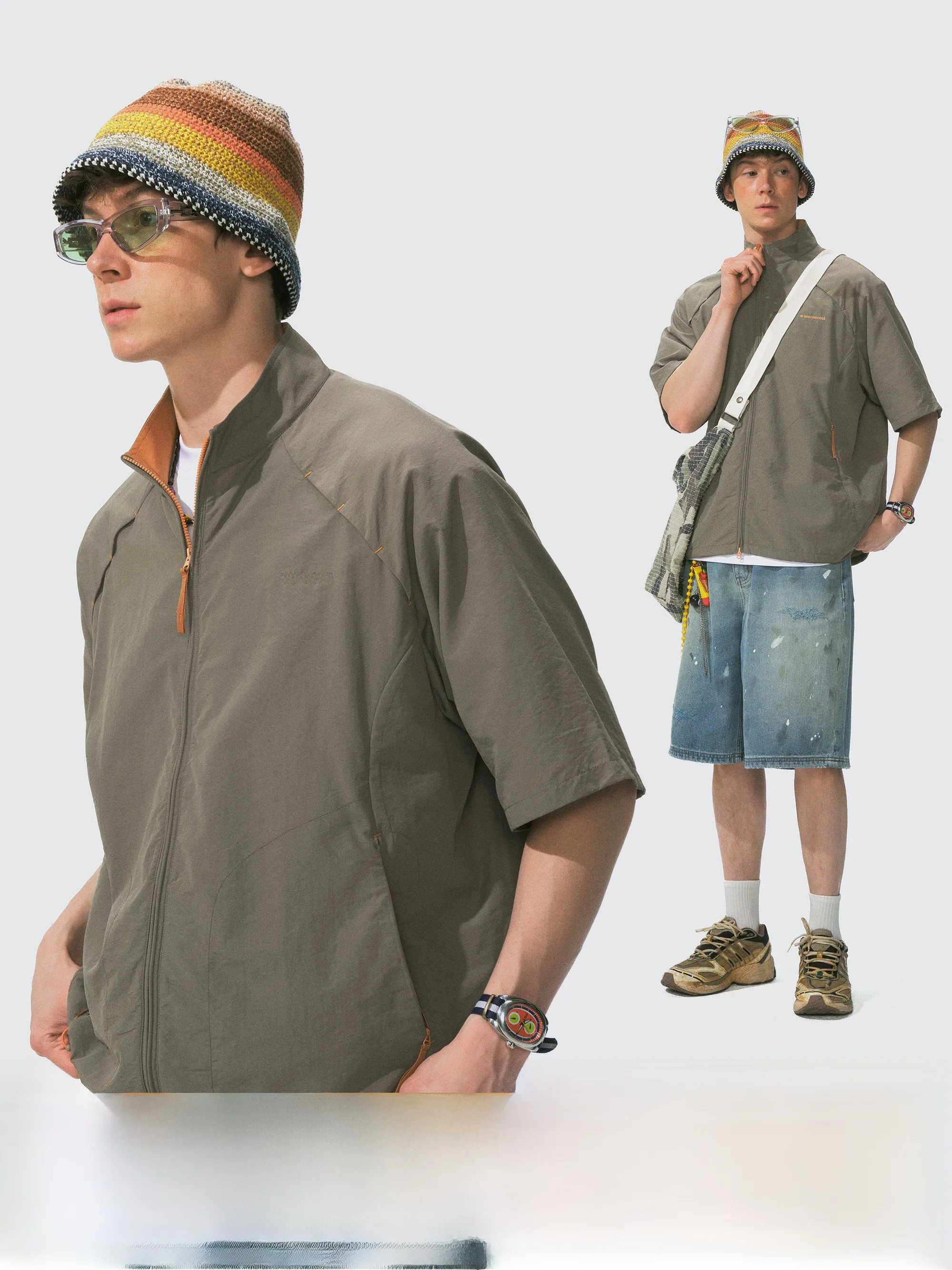 

Monterest Breathable Outdoor ort Sve Jaet with Zipper Stand Collar Dual Head Zipper oulder Sve for Summer