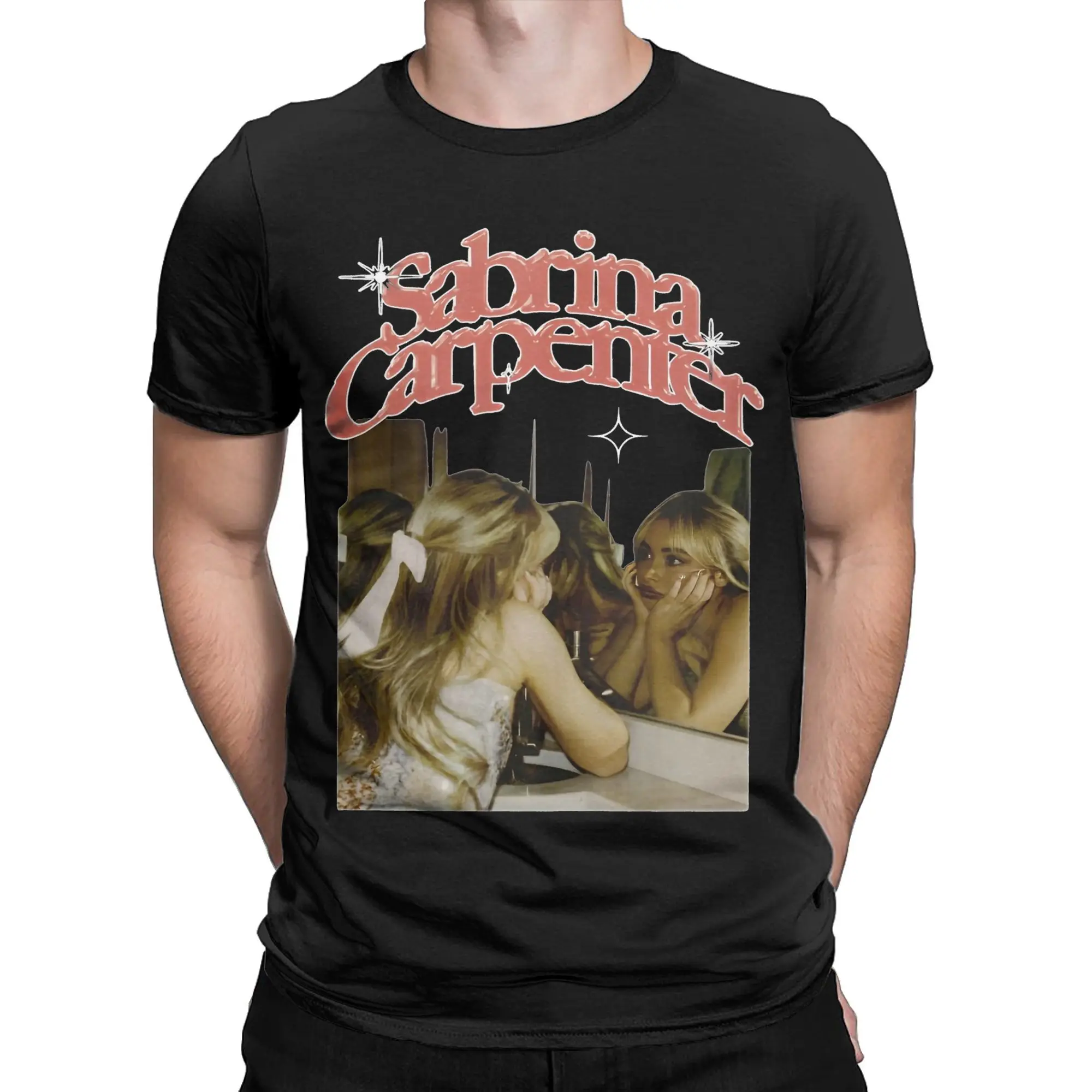 Men's Sabrina Carpenter 90s T Shirts  Cotton Tops Awesome Short Sleeve Round Collar Tees Printing T-Shirts