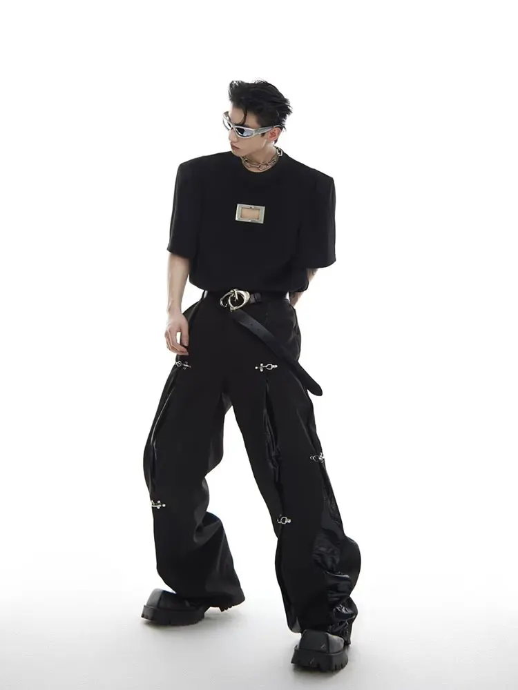 Pantaloni cargo gotici neri da donna Harajuku Streetwear Pantaloni da paracadute oversize Y2k Pantaloni vintage estetici retrò anni 2000