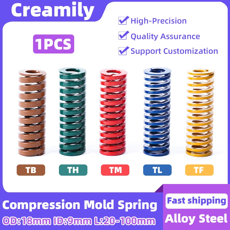 Creamily 1PCS Mould Die Spring 18 x 9 x L Spiral Stamping Compression Die Helical Spring Outer Dia=18mm Inner Dia=9mm L=20-100mm