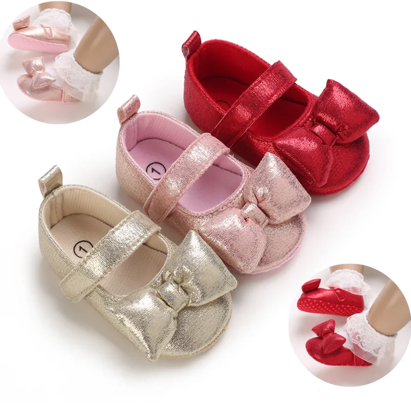 

Baby Girl Shoes Comfortable Butterfly-knot Artificial Leather Cotton Sole Shoes Fashion First Walkers Kid Shoes Chaussures Fille