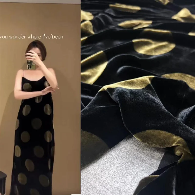 

Европейская осенняя шелковая бархатная ткань с принтом в горошек, модный простой костюм, платье Cheongsam, швейный материал