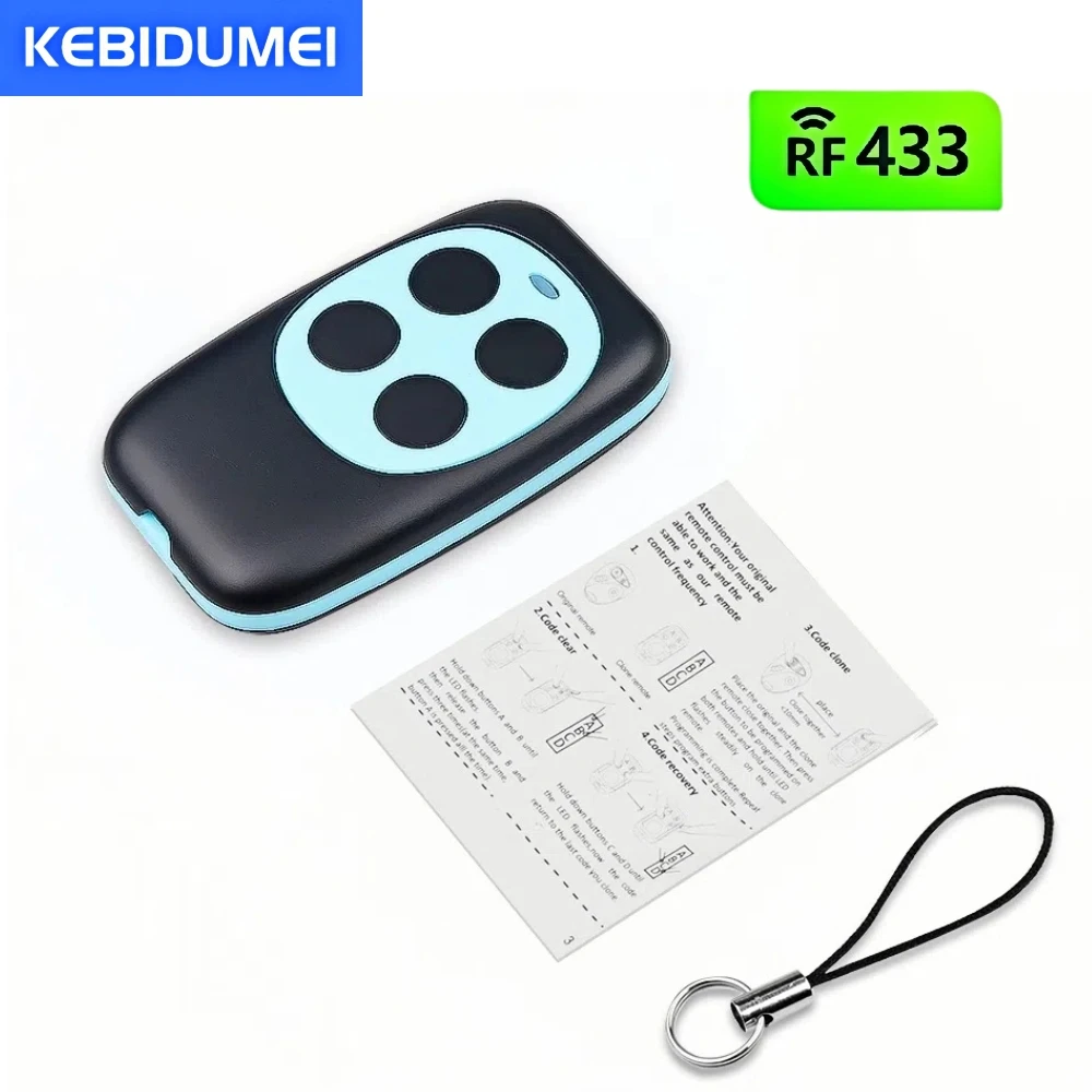 433MHz Garage Door RF Remote Control Duplicator Code Grabber Clone Gate Key Fob Command Hand Transmitter 4 Buttons Waterproof