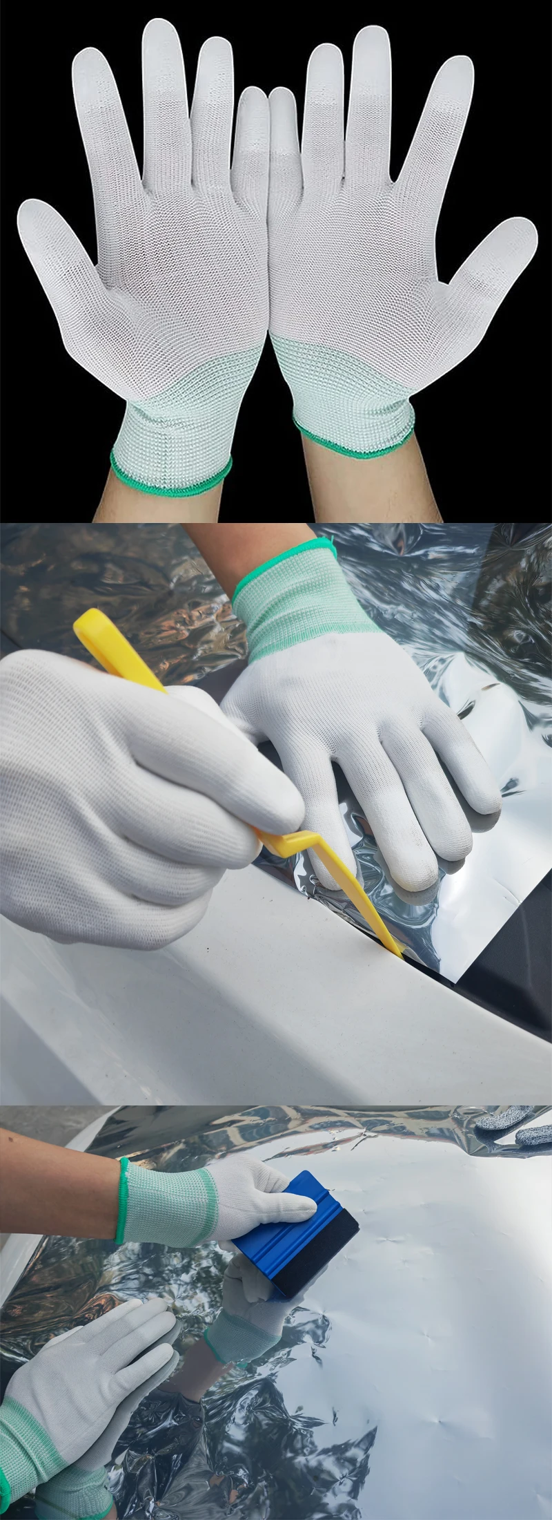 20 Stücke/18 Stücke Auto Vinyl Wrap Werkzeuge Fenster Tönung Installation Kit Filz Rakel Vinyl Messer Vinyl Wrap Magnet Arbeitshandschuhe – Detail 6