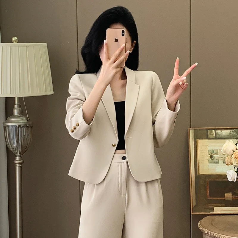 

Повседневный красный пиджак для женщин, весна и осень, элитный, элегантный, стильный, миниатюрный, короткий костюмный комплект