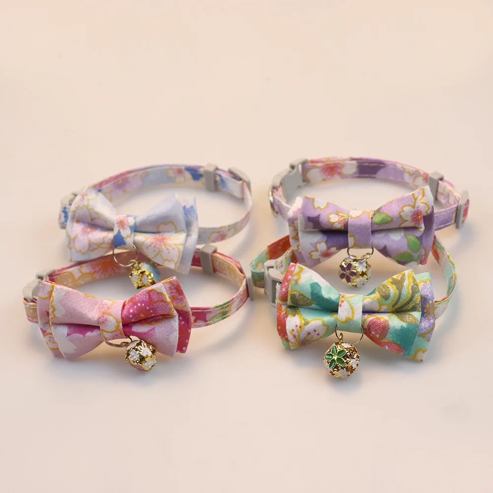 Roosterboog Huisdier Kattenhalsband Met Bel Verstelbare Huisdierhalsband Bownot Veiligheidsketting voor Puppy Kitten Kat Schattig Patroon Dierbenodigdheden