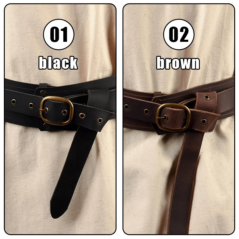 Medieval Vintage Waist Belt Viking Knight Waistband Gothic Medieval Buckle Belt  PU Leather Larp Cosplay Costume Accessories