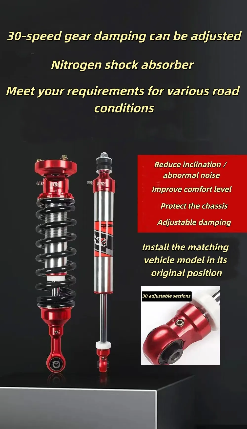 Nitrogen Adjustable Shock Absorber for Wj-Wg Raise The Chassis.