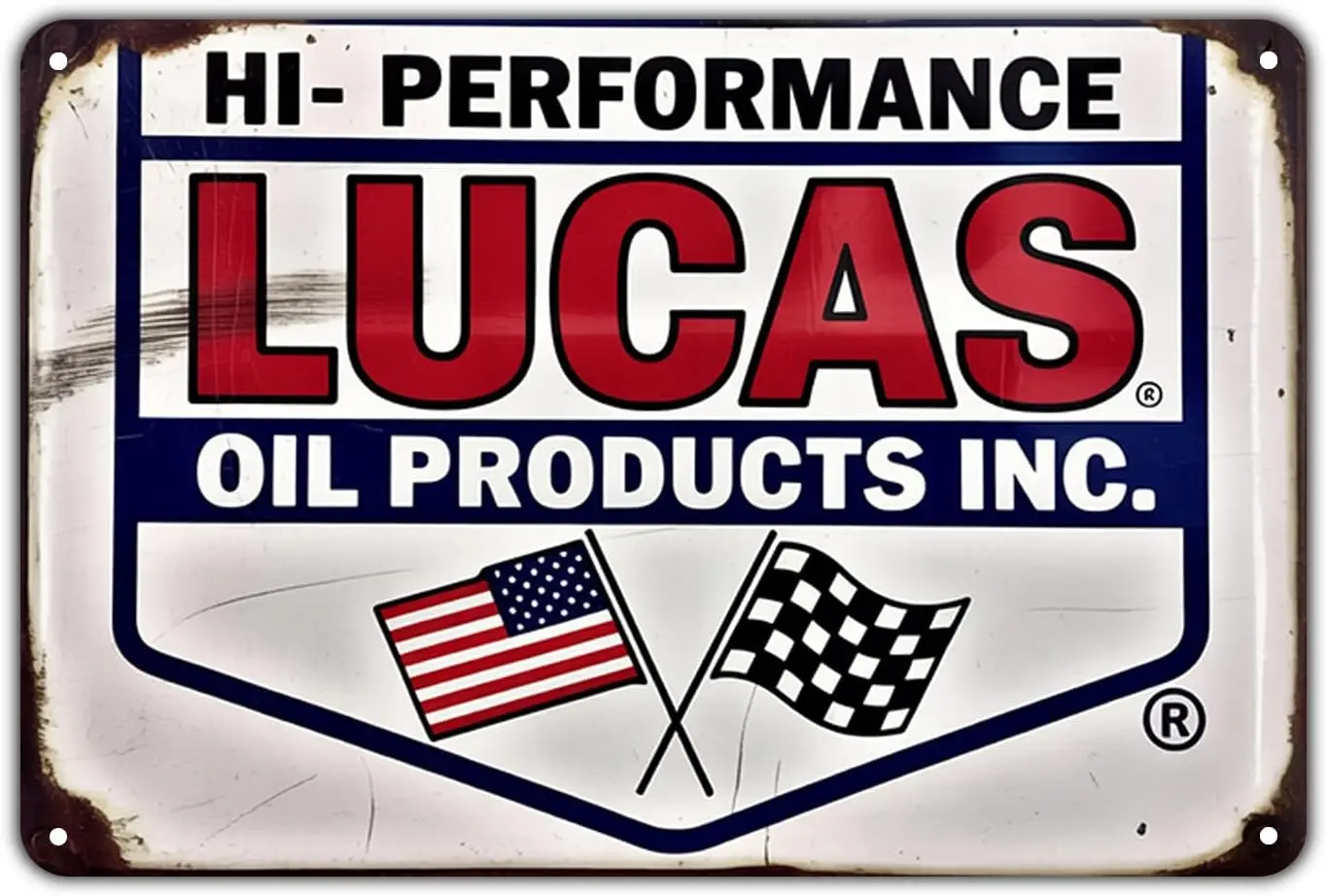 Lucas Oil Products INC HiPerformance tin sign Vintage Racing Automotive Metal Sign Print Aesthetic for Garden Yard Bar Porch Hom