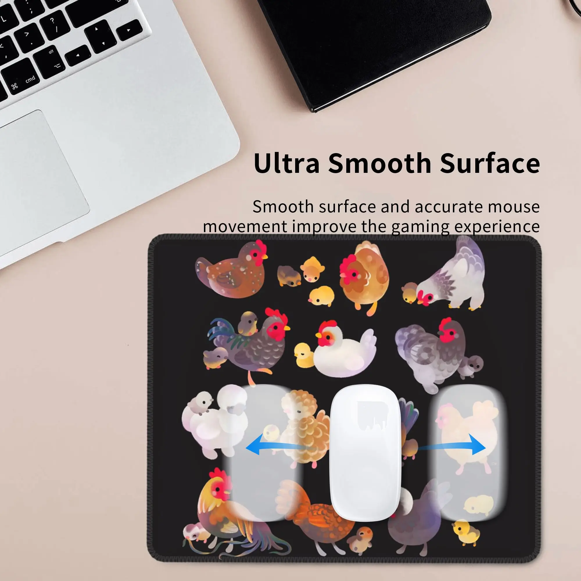 Chicken and Chick - dark Mouse Pad Computer Keyboard Mouse Mat Gamer PC Laptop Desk Mat Office Accessories Table Mats