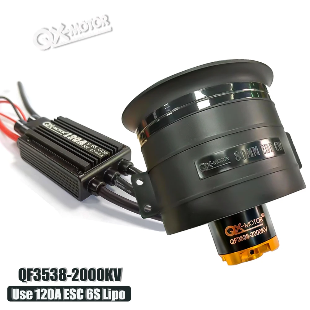 QX-MOTOR 80mm EDF 12 Blades Ducted Fan CW CCW QF3538 QF3748 With QX-120A 6S ESC and QX-160A 12S ESC for Remote Controlled Toys